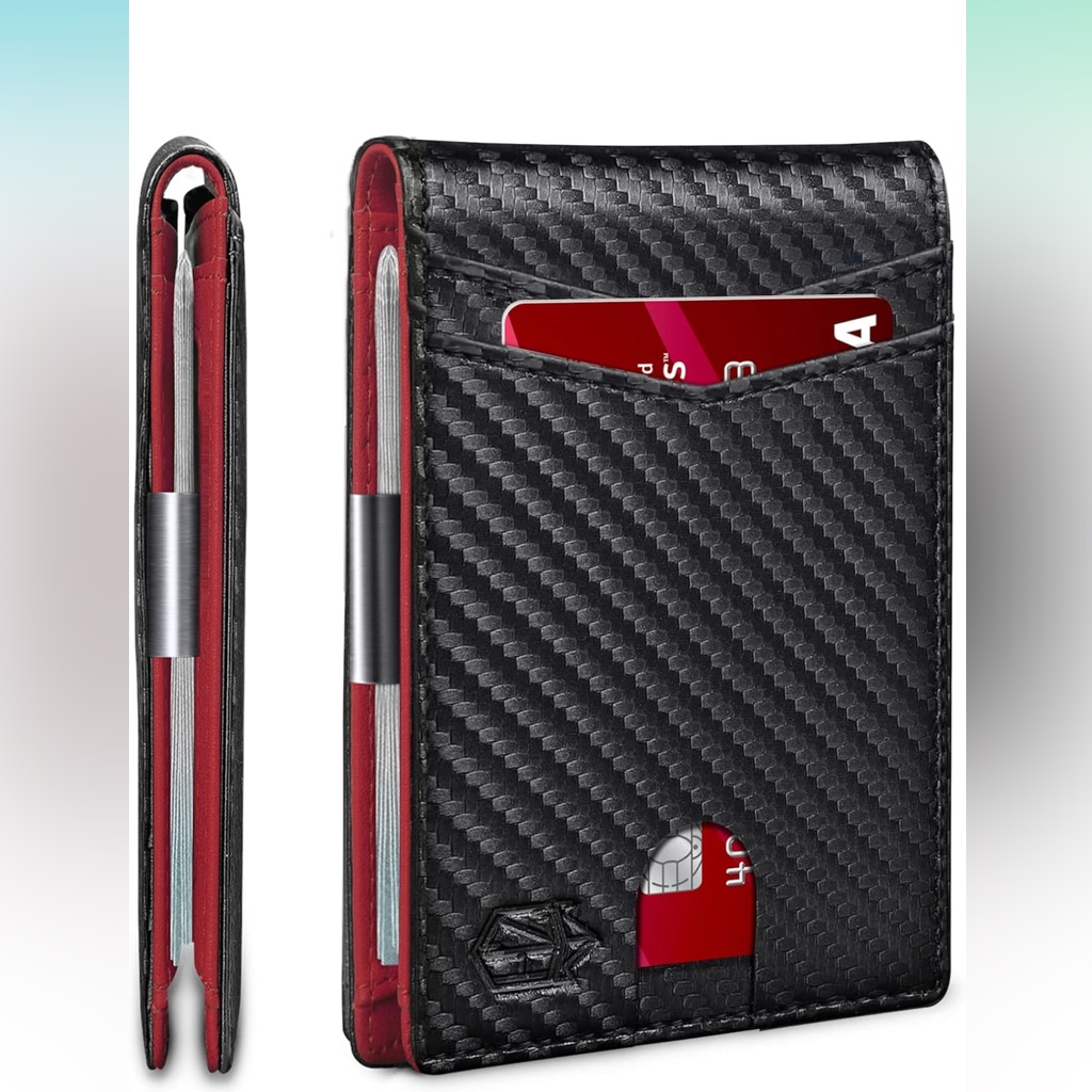 Slim Wallet, 12 Card Slots, Id Window With Money Bifold Leather
